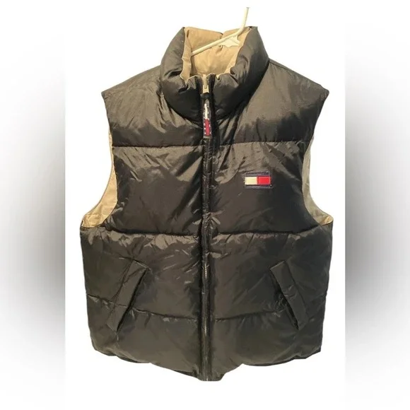 Tommy Hilfiger Reversible Down Puffer Jacket Vest Large Streetwear Y2K 90 Preppy - Picture 4 of 8
